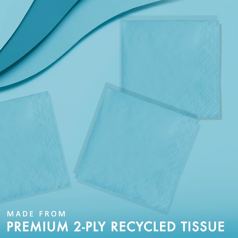 Creative Converting Touch of Color 2-Ply 50 Count Paper Beverage Napkins, Pastel Blue (139179154) - Image 2